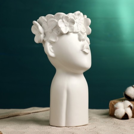 Kashpo - VAZ "Boy with a wreath" White, 28x12x14cm-1