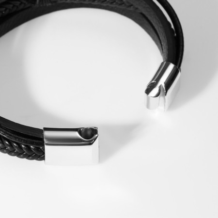 Bracelet Skin "Cross" 5 threads, silver-black color, 21 cm-3