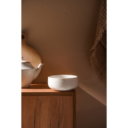 Porcelain bowl SL Home “Waves in Stone”, 650 ml, D = 14 cm, white color-7