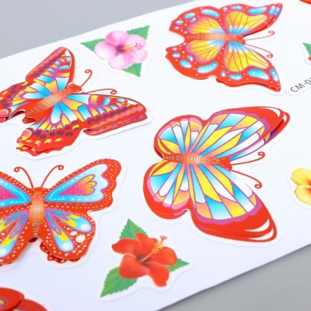 Interior paper sticker "Butterflies and flowers" with glitter 33x14.5 cm-1