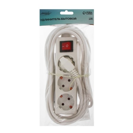 Luazon Lighting extension cord, 3 sockets, 5 m, 6 A, 1300 W, 3x0.75 mm2, s/k, with excavation, b-3