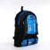 A backpack on a zipper with an increase, 55l, 5 external pockets, blue color