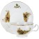 A cup with a saucer for the Bernadotte broth, decor "Hunting plots"