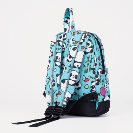 Baby backpack on a zipper, an external pocket, a reflective strip, the color of turquoise-1