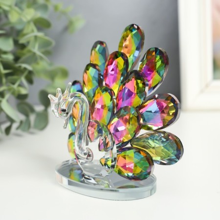 Souvenir glass "Peacock with a fluffy tail" holography 8x11x12 cm-1