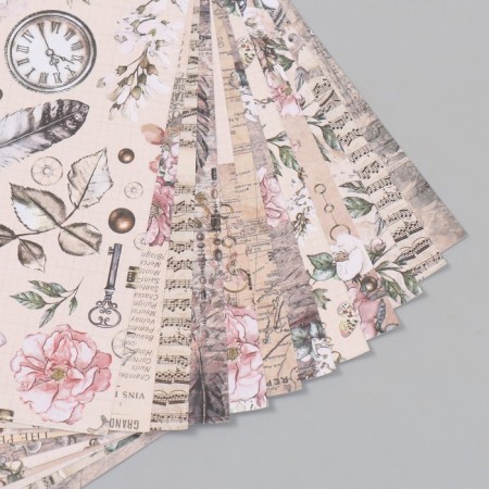 A set of paper for scrapbooking 12 sheets 12 designs "Vintage Letter" 160 grams 15.2x15.2 cm-1