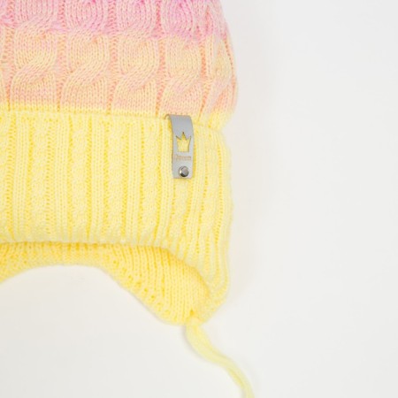 Hat for girls, pink/yellow color, size 47-50 cm-1