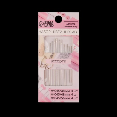Sewing needles “Assorted”, D = 0.45 mm, 3.8/4.8/5.6 cm, 12 pcs-4