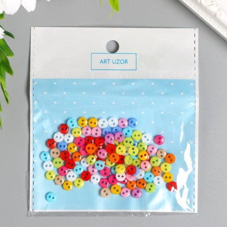Buttons plastic for creativity 2 punctures "colored buttons" set of 100 pcs 0.6x0.6 cm-4