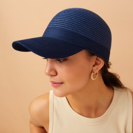 Cap female wicker minku dark blue color, size 56-58