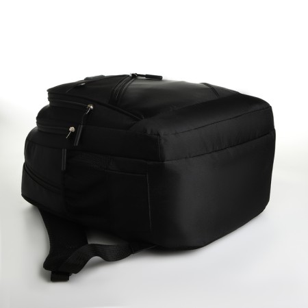 Young backpack from textiles with lightning, 5 pockets, black/blue color-4
