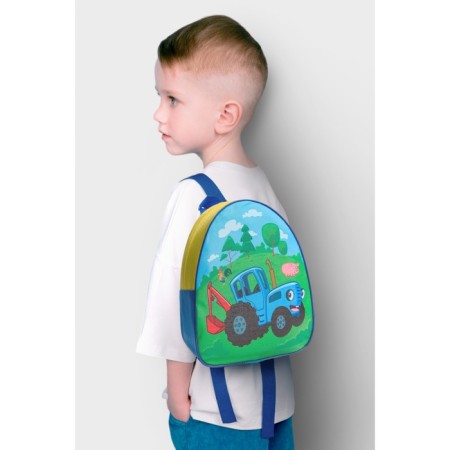 Baby tractor children's backpack Blue Tractor-4