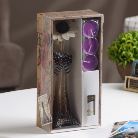 Set of gift "Paris" (diffuser and candles) violet, "wealth of aroma"-6
