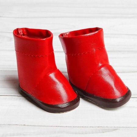 Boots with lapels for dolls, sole length: 7.5 cm, red color-1