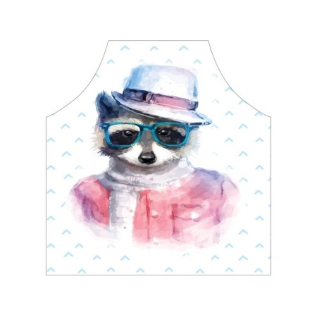 Apron kitchen with a photo print "Stylish raccoon", adjustable, size OS-2
