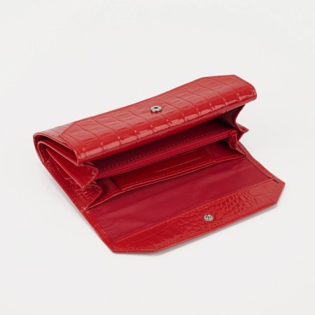 Women's wallet on the button, red color-2