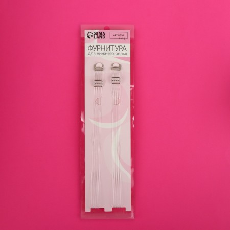 Straps silicone, fittings metal, 4 stripes, 1 cm, 37 cm, pair, color transparent-5