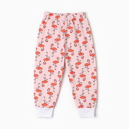 Pants children on cuff, color peach/flamingos, height 86 cm