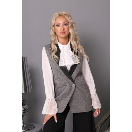 Women's vest, size 42, gray color, black-9