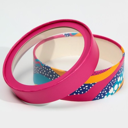 Makarun box, confectionery packaging tube with a window, “bright geometry” 16 x 16 x 5 cm-1
