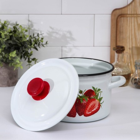 Cylindrical pan, 5 l, induction, neckline mix, white color-1