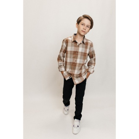Surchashka upper for ISee boys, height 134-140 cm, brown color-13