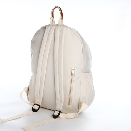 Young backpack from textiles with a zipper, 4 pockets, milk color-3