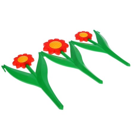 Decorative fence for the garden and garden, 32.5 × 225 cm, 5 sections, plastic, red flower, "chamomile"-8