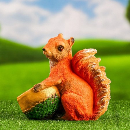 Garden figure "Squirrel with a feeder" 24x22cm-2