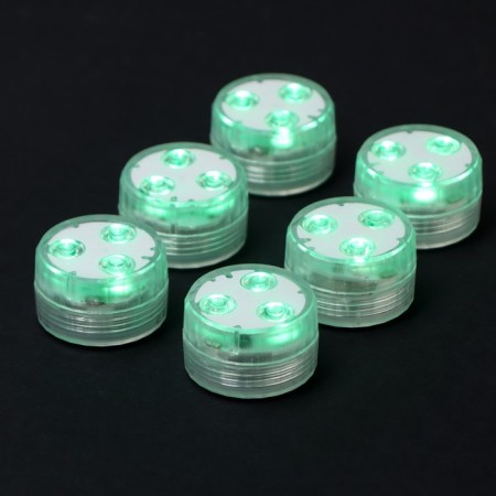 Waterproof lamp minimal mini, 3 x 1.9 cm, 6 pcs, from CR2032 (in the set), remote control, rgb, IP68-4