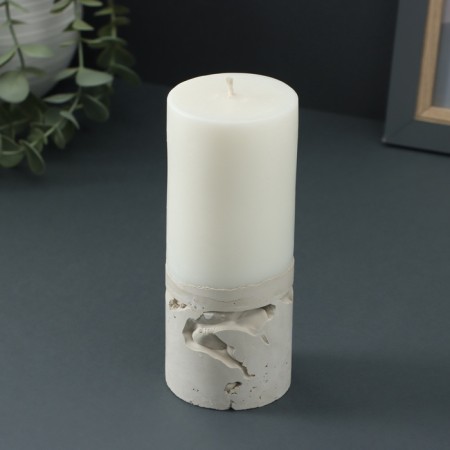 Candle-cylinder "Concrete", 6x15 cm, white-6