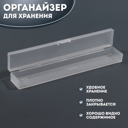 Organizer for storage, with a lid, 3.1 × 18.9 × 2.2 cm, the color is transparent