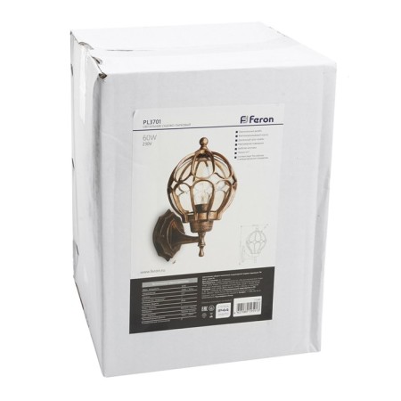 Sadovo-park lamp Feron PL3701, IP44, E27, 60 W, 180x200x320 mm, color black gold-4
