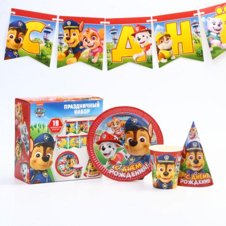 A set of paper utensils, on 6 people "Happy Birthday!", Puppy Patrol-1