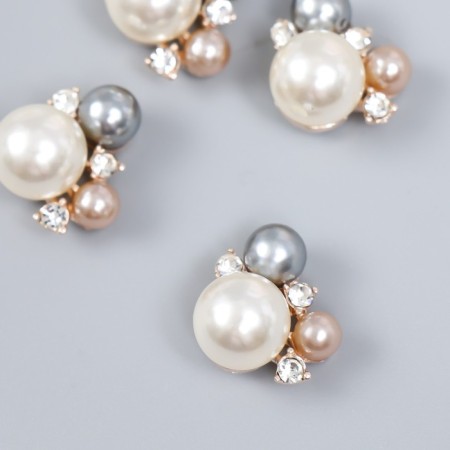 Decor for creativity Metal, plastic "Three pearls" Rhinas set 4 pcs 2x1.7 cm