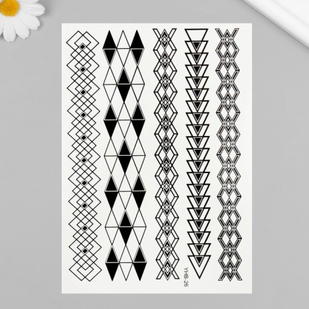 Tattoo on the body black "Bracelets from triangles" 21x14.8 cm