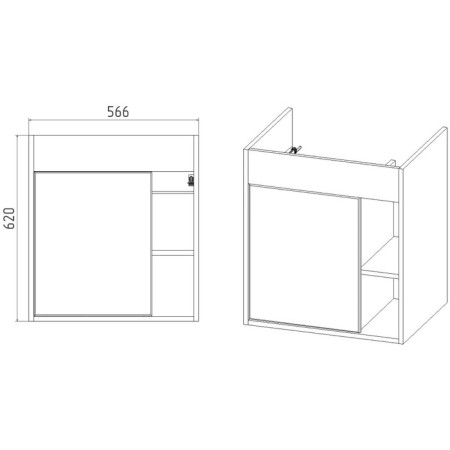 Viant Boston Tumba 1 sash, suspended, 430x560x620 mm, with COMO 60 sink-3