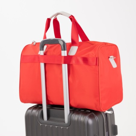 Board Road on a zipper, an outer pocket, a long belt, a suitcase holder, red color red-3