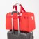 Board Road on a zipper, an outer pocket, a long belt, a suitcase holder, red color red