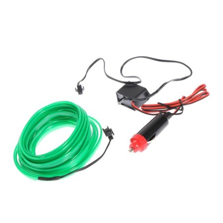 Cartage neon thread for lighting salon, feeder 12 V, 5 m, green power adapter-1