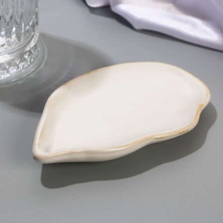 Ceramic “sea shell” sauce, 8 x 13 cm., 25 ml., White color-2