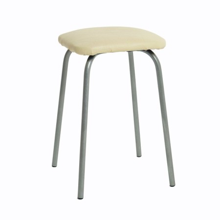 Stool "economy" square, silver metallic/milk