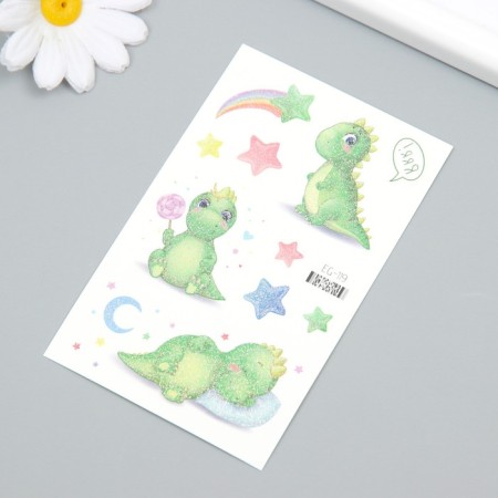 Tattoo on the body color "dinosaurics" mix glitter 7.5x12 cm-2