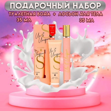 Perfume set female un e unique: toilet water, 35ml + body lotion, 35 ml