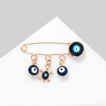 Pin-shaped pins "from the evil eye", 3 pendants 3.5 cm, blue color in gold-1