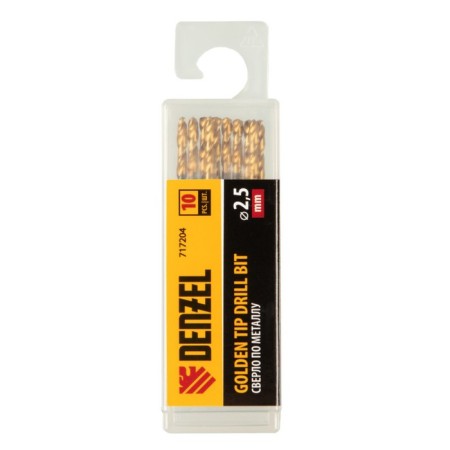 Denzel 717204, HSS-Tin, Golden Tip, 10 pieces, 2.5 mm-4