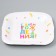 Disposable square plate "Happy birthday", white, 16.5x16.5 cm