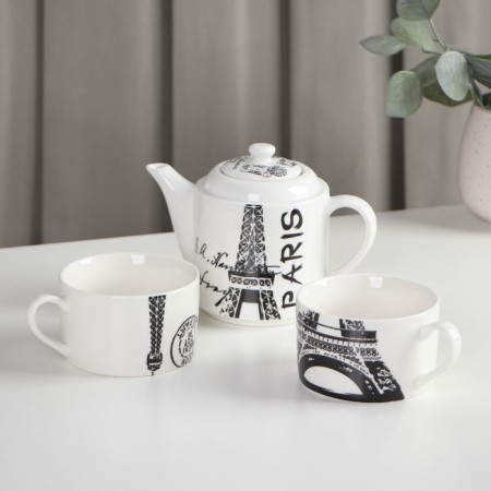 Tea ceramic “Countries”, 3 subjects: a kettle 400 ml, 2 circles 230 ml, drawing mix-1