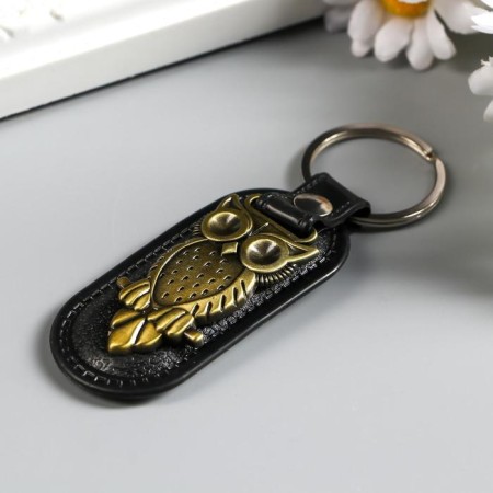 Keychain, leatherette, metal "owl" 7.5x3.2 cm-1