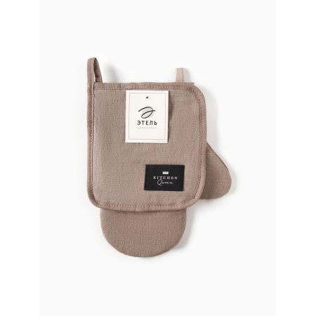 Set of kitchen. Ethel "Woody": mittens 20x28 cm, severity 19x19 cm, flax 100%, 190 g/m2-4